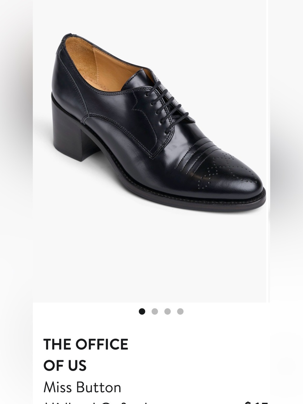 Office of Us Miss Button Oxford Heels Black Leather EU 37.5